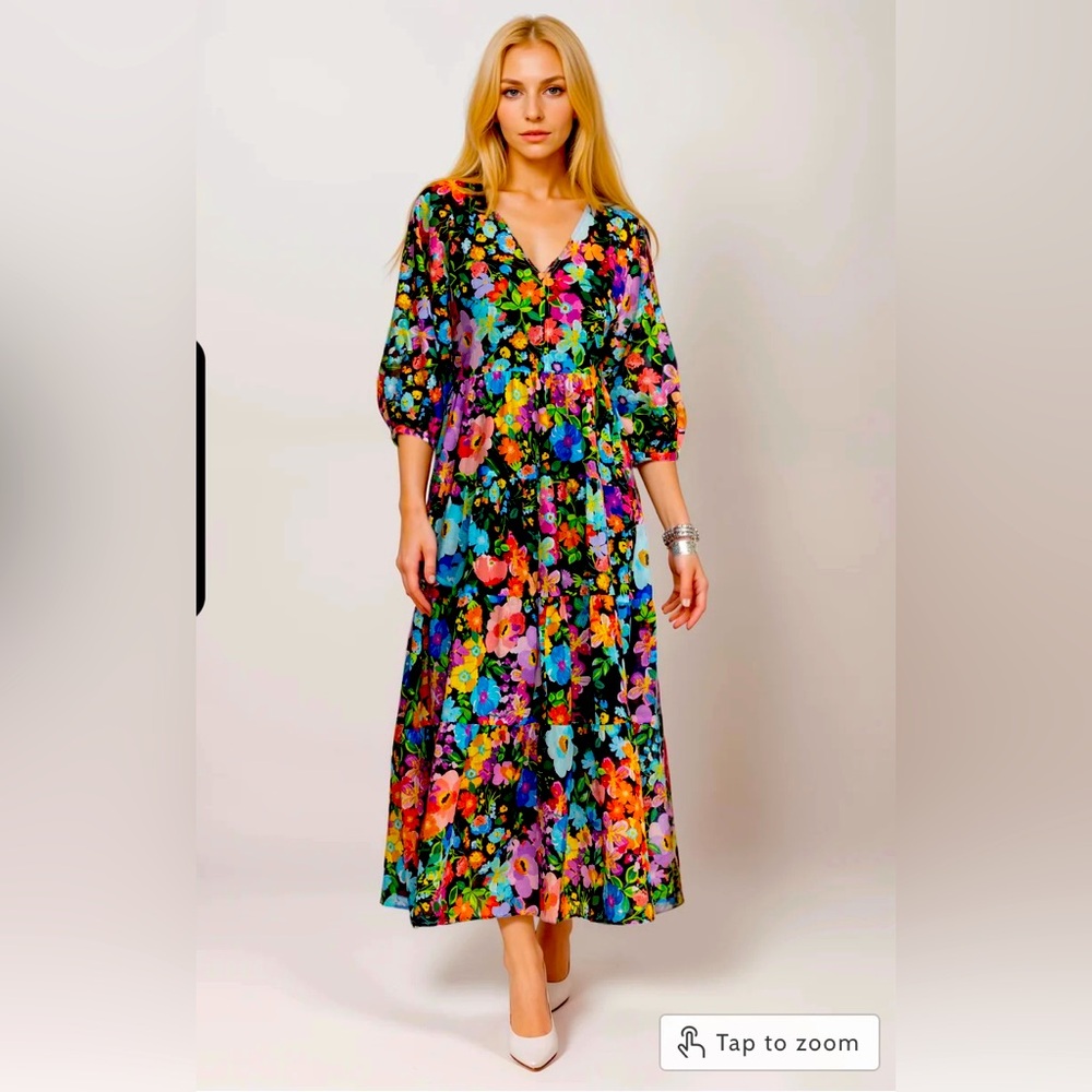Johnny Was Wild Blooms Dolman Tiered Dress